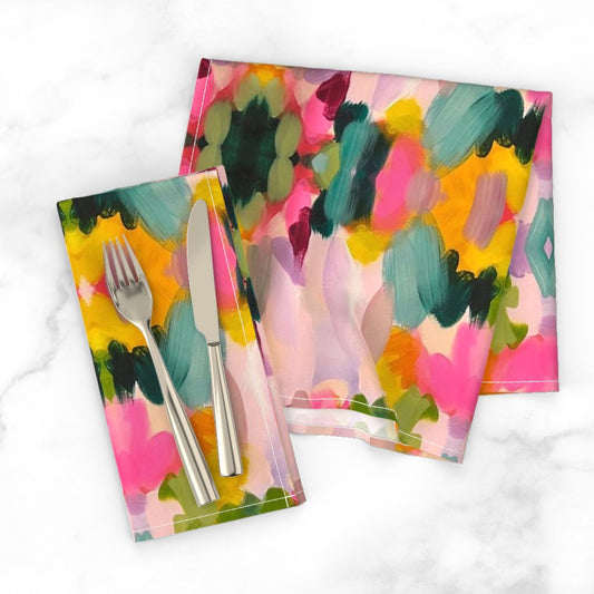 Pink Aztec Dinner Napkins, Set of 2